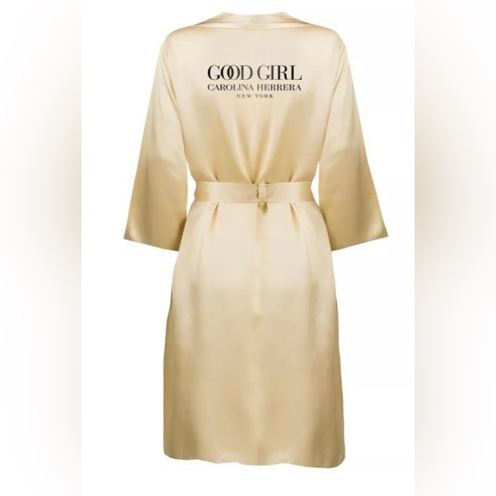 Carolina Herrera Good Girl Satin Gold Robe NWT